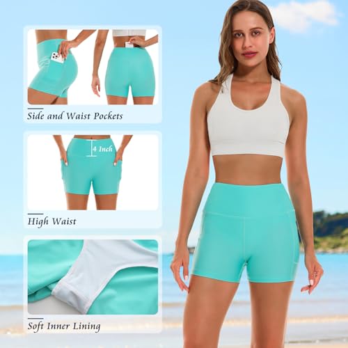 Image of HODOSPORTS Women's 3'' /5'' /7'' /9'' /12'' Swim Board Shorts UPF50+ High Waisted Quick Dry Swimsuit Bottoms with Pockets Liner