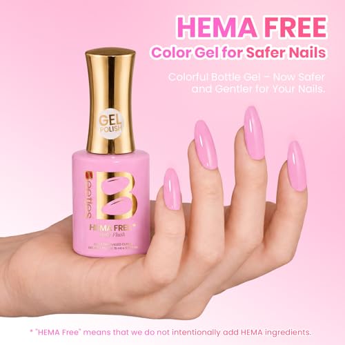 Image of Beetles Pink Gel Polish - Baby Flush Full Size 15ML /0.51Fl Oz, Hema Free Pink Gel Nail Polish, Soak Off UV LED Lamp Bright Holiday Nails Art, Manicure Salon DIY Nails