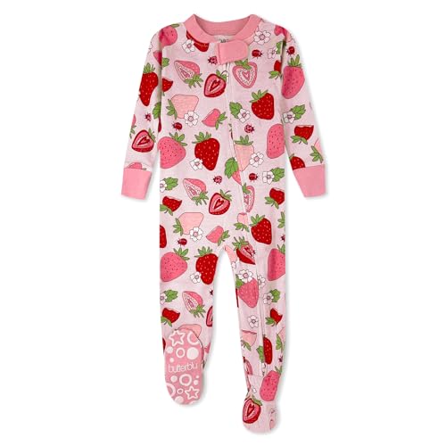 Image of Butterblu Cruz Snug-fit Footed Pajamas 100% Organic Cotton Zip Front Sleeper PJs w/Grippers for Baby Boys & Girls
