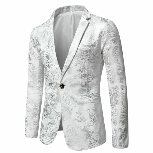 Veste blazer homme argentée coupe slim style coréen pour performance