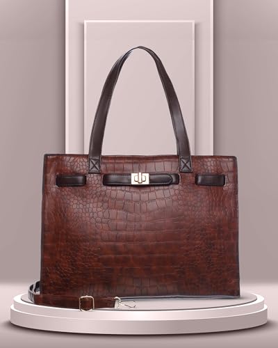 Crocodile-Embossed Tote Bag for Women – Stylish Large Shoulder Handbag, Fits 15.6" Laptop – Work & Office Purse2