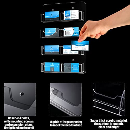 Acrylic Business Card Holder Wall Mount Clear Sticker Display Rack Multiple Card Holders Clear Acrylic Card Organizing Sticker Display Stand Pre Drilled Acrylic Display (8 Pockets) #TOP2