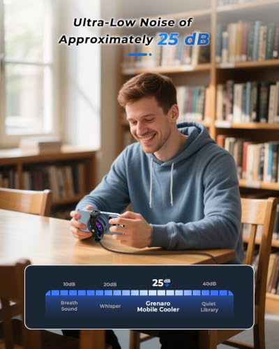Image of GRENARO 15W Magnetic Phone Cooler for Gaming, Smart AI /L1 /L2 Mode for Temperature Control, Instant Freeze Gaming Cooler for Phone, Cooling Fan for Mobile with Enhanced Refrigeration Chip (Black Blue)