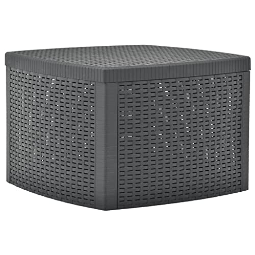 vidaXL Mesa Auxiliar Patio Exterior Almacenamiento Jardín Aire Libre Decoración Restaurante Comedor Tablero Balcón Cocina de Plástico Gris Antracita