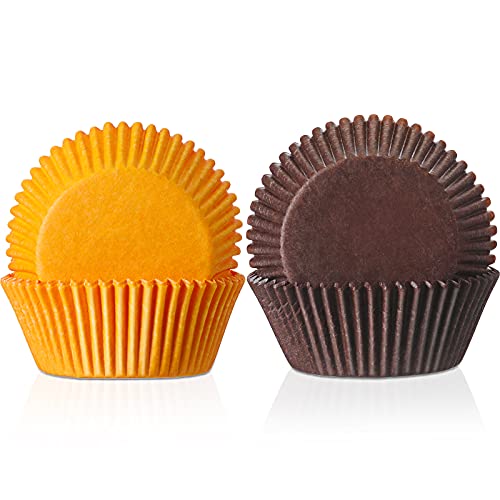 40 Pieces Baking Cups Cupcake Liners Orange and Brown Cupcake Holder Disposable Halloween Cupcake Wrapper Muffin Baking Holders Paper Muffin Case for Halloween Wedding Baby Shower Party Banquet
