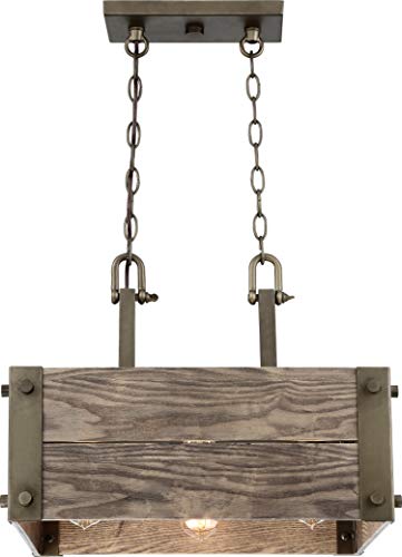 Image of Nuvo 60 /6422 Winchester 4-Light Square Pendant, Bronze & Aged-Wood Finish