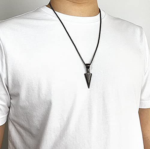 MOO&LEE Mens Stainless Steel Spear Point Arrowhead Pendant Necklace with 24 Inches Chain4