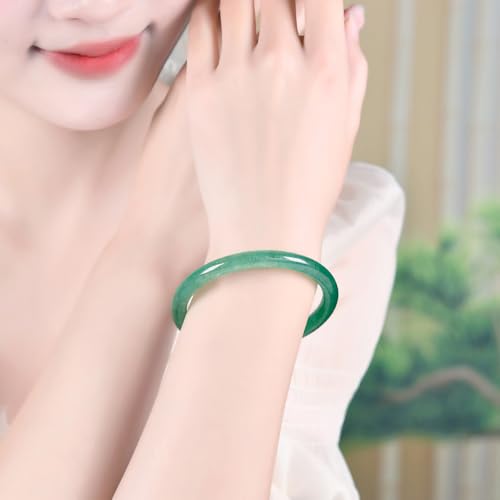 Bracelet en jade vert pour femme, jonc fin tendance et authentique - 5