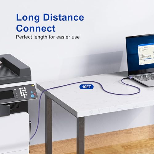 UorMe Printer Cable,10FT USB MIDI Cable USB Type A Male to B Male Scanner Cord USB 2.0 Printer Cord High Speed for HP, Canon, Epson, Xerox, Dell, Brother, Xerox, Samsung and Piano, DAC MIDI Controller by UorMe - Image 5