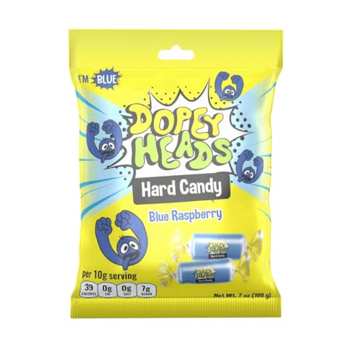 Dopey Heads | HALAL | Blue Raspberry | Original Hard Candy | Pack of 1 | Weight 198g (7 oz) Each (Blue Raspberry Hard Candy)