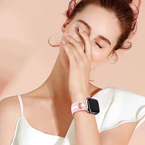 Image of 3 Pack Designer Sport Bands Compatible With Apple Watch Band 38mm 40mm 41mm 42mm 44mm 45mm 46mm 49mm Women Girls,Soft Silicone Sport Strap for iWatch Series 10 9 8 7 6 Ultra SE 5 4 3 2 1
