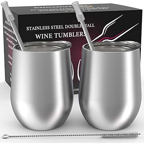 CHILLOUT LIFE 12 oz Stainless Steel Wine Tumblers Cover