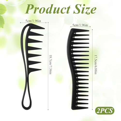 2 peines anchos para cabello rizado y grueso, negro miniatura 2