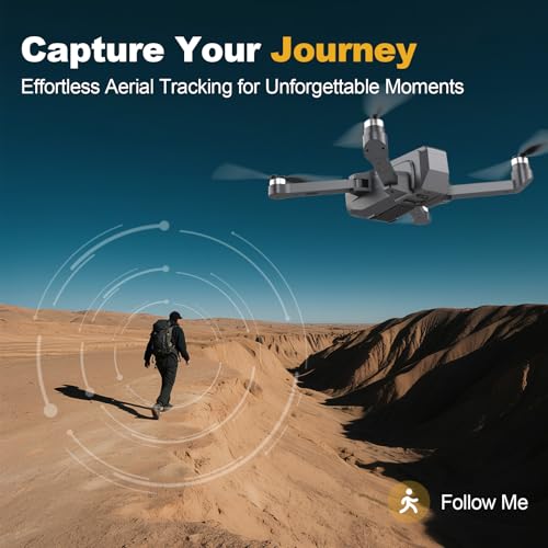 Drohne GPS Professional mit 4K Kamera Adult,Follow Me RC Drohnes GPS Auto Return Home,Drohne Beginner Lange Flugzeit Bürstenlose im Kreisflug,Alarm Bei Niedrigem Batteriestand,Unter 249g