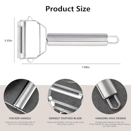 Image of CLITZ 2 in 1 Peeler Julienne for Salad, Potato Peeler, Vegetable Slicer, Multi-Functional, Fruit Slicer, Adjustable Veggie Shredder, Kitchen Noodle Cutter, Stainless Steel (Medium)