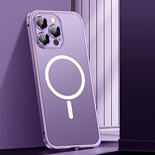 Coque magnétique en métal iPhone 14 Pro cadre violet aluminium