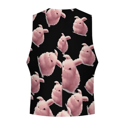 Cute Angora Bunny Men's Suit Vest Waistcoat Vests Formal Dress with 2 Pockets for Business Casual Tuxedo4