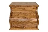 DutchCrafters Solid Oak Wood Large Roll Top Bread Box with Drawer for Kitchen Counter, Countertop Bread Storage - Amish Made in USA (Medium Walnut)