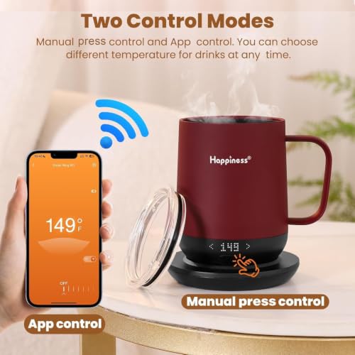Image of Happiness Self-Heating Coffee Mug,12oz Temperature Control Smart Cup