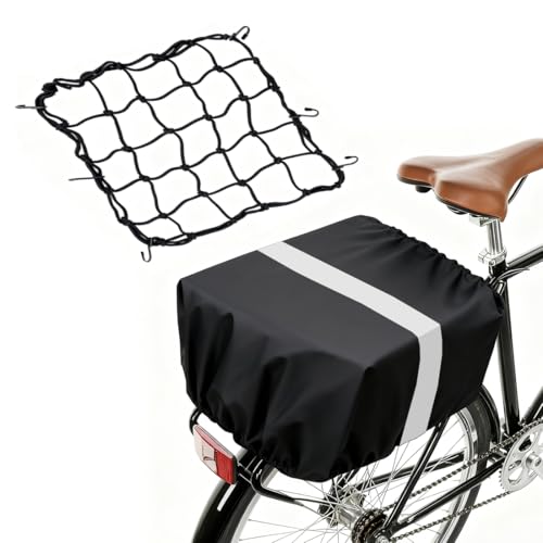 MATTISAM Waterproof Bike Basket Rain Cover and Bungee Cargo Net