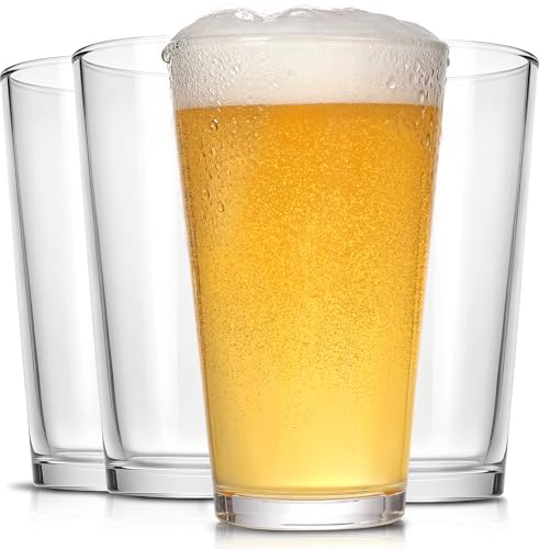 CUCUMI Beer Pint Glasses Set of 4,16 oz Drinking Glasses,Cocktail Glasses Made for Hot & Cold...