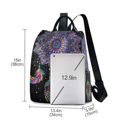 Image of ALAZA Dreamcatcher Lotus Boho Backpack Purse for Women Anti Theft Fashion Back Pack Shoulder Bag