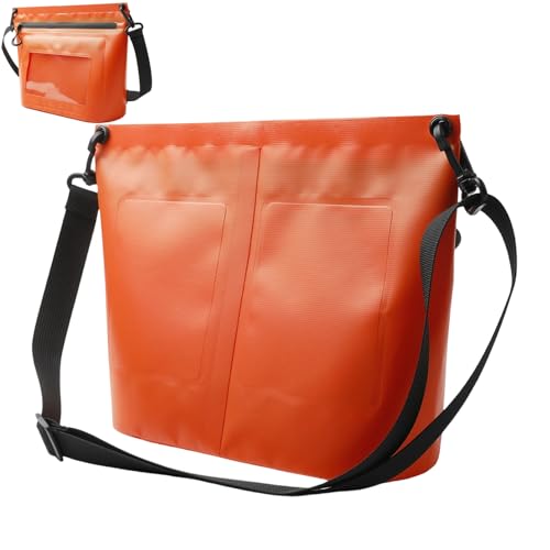 Genérico Waterproof Sling Bag - Portable Phone Dry Pack for Adults Women | PVC Material with Screen Touch Sensitive Design, Black Orange Color, Outdoor Camping Hiking Diving Snorkeling
