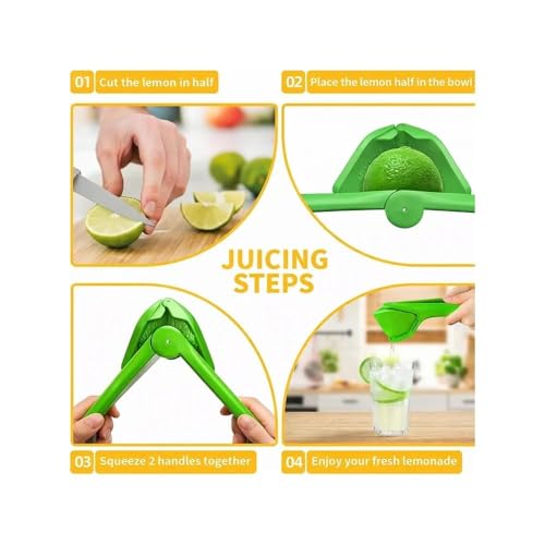 Image of Heavy Duty Manual Lemon Squeezer | Hand Press Citrus Juicer with Deep Bowl Design | Non-Slip Grip | Seed-Free Juice Extractor for Lemon, Lime & Orange | Kitchen Tool (green)