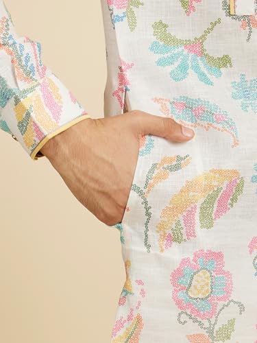 Image of DIWAS BY MANYAVAR Men's Cotton Blend Floral Printed Kurta (1pc)