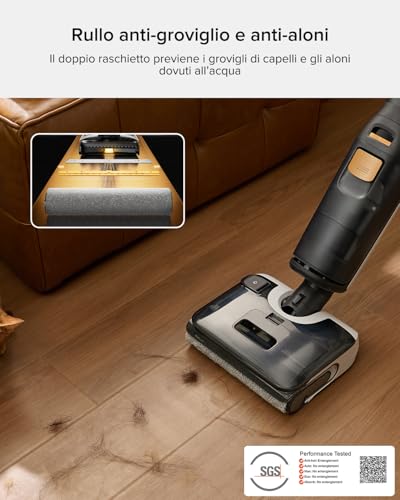 roborock F25 BX Aspirapolvere e Lavapavimenti 20.000 Pa, Autopulizia ad Alta Temperatura fino a 90 °C, Lavapavimenti Antigroviglio, Inclinazione a 180°, Posizione distesa, Pulizia a Doppio Bordo - Immagine 2