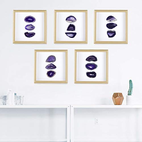 Rockcloud 8.8 Inches Framed Agate Slice/Natural Agate Geode Gemstone Wall Decor Living Room Dorm Wedding Wall Art Table Top Display Home Decoration, Purple #TOP1