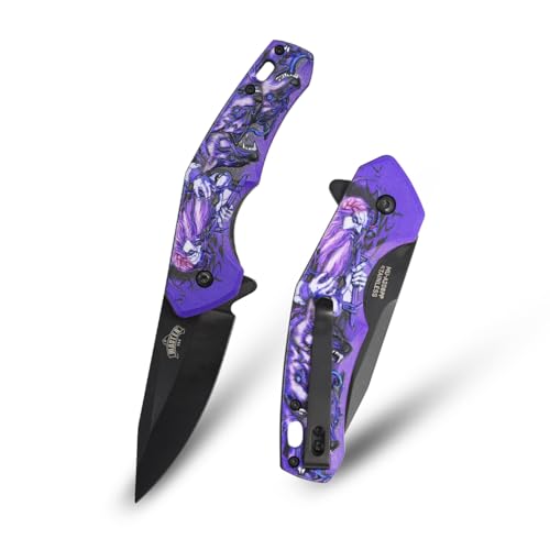 MASTER USA Folding Pocket Knife 8.22-Inch Overall Length Embossed ABS Handle 3Cr13MoV Steel Drop Point Blade Liner Lock Everyday Carry (Purple)