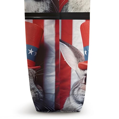 Bolso tote con cara de conejo y bandera estadounidense para el 4 de julio, temática patriótica miniatura 3