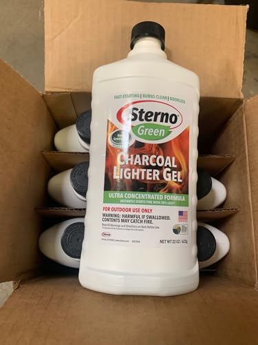 Sterno Fire Starter Fuel Gel - Charcoal Lighter Fluid - Concentrated Ethanol Fuel for BBQ or Fireplace - All-Weather Burner for Outdoor Use - 22 Oz Each, Pack of 6 Bottles
