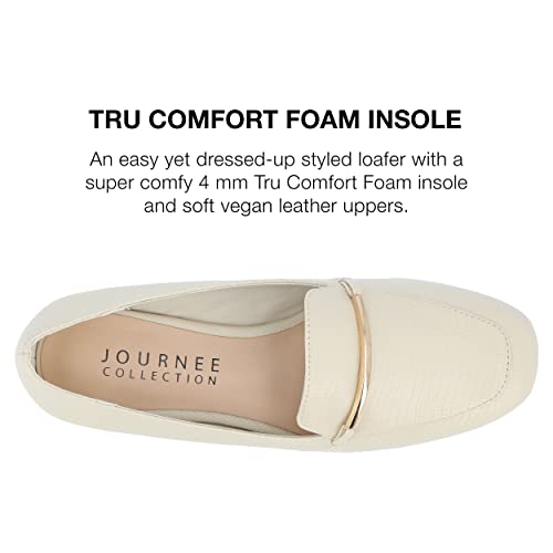 Image of Journee Womens Loafer Flat Notched Topline Square Toe Slip-On Block Heel - Wrenn Casual Dress Shoe