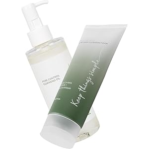 2PCS Cleansing Oil, Cleansing Foam, Korean Facial Cleanser, Pore Control Oil Cleanser, Daily Deep Cleanser for Pores, Makeup Removal & Blackhead Control, Korean Skincare For Women