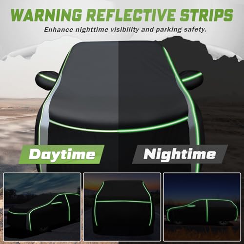 Image of Car Cover for EV9 2024-2026, Full Car Cover All Weather Car Covers for EV9, 7 Layers Waterproof Outdoor Cover with Zipper Door Reflective Strips