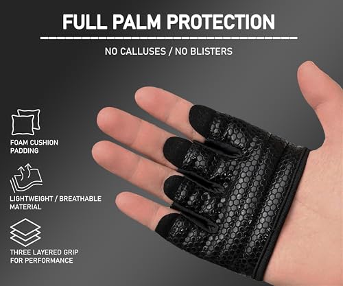 FITNESS FORCE Workout Gloves for Men & Women Partial Weight Lifting Non-Slip Gym Gloves, Lifting Grip for Calluses Guard Fingerless Exercise Gloves with Full Palm Protection - Image 4