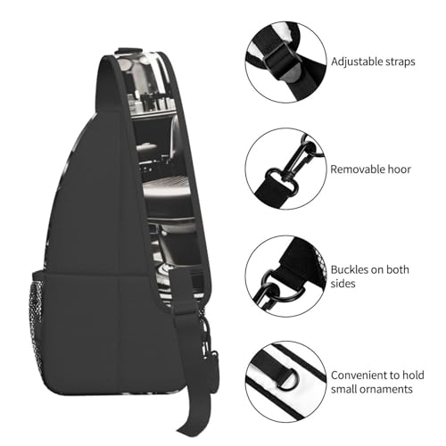Bolso bandolera estilo Barber Shop Monocromo negro miniatura 5