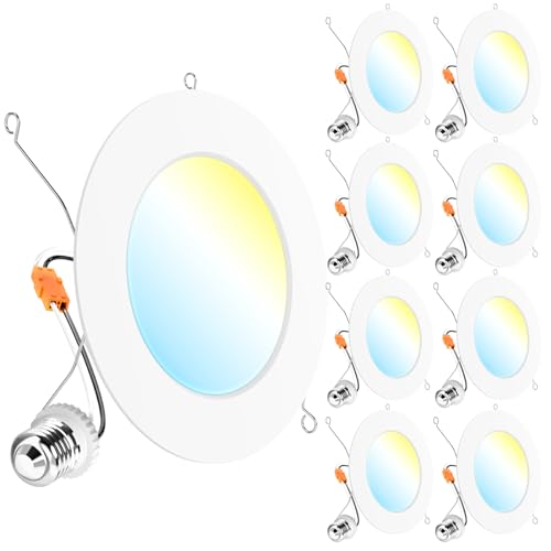 Sunco 8 Pack 5CCT LED Recessed Lighting 6 Inch, 1200 LM High Brightness, Ultra Thin Flat Can Lights, 2700K/3000K/4000K/5000K/6000K Selectable, Dimmable, 15W, Retrofit Installation - UL Listed