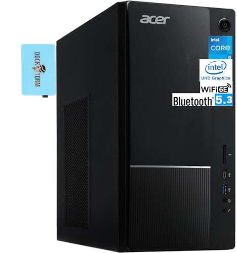 acer Aspire High Performance Professional Desktop PC (Intel i5-14400, 16GB DDR5, 512GB PCIe SSD, Intel UHD 730, 300W PSU, WiFi 6E, Bluetooth 5.3, RJ-45, 2 HDMI, Win 11 Pro) w/Dockztorm Hub