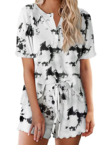 Image of Ekouaer Tie Dye Pajamas Set Womens Loungewear Sleepwear 2 Piece PJ Sets