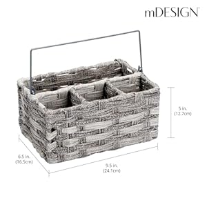 Mdesignplasticwovendividedcutlerystorageorganizercaddytotebasketholderforkitchentablecabinetpantryholdssilverwareforksknivesspoonsnapkinsandotherutensilsgray Urban Country Home Decor Mdesign plastic woven divided cutlery storage organizer caddy tote basket holder for kitchen table cabinet pantry holds silverware forks knives spoons napkins and other utensils gray urban country home decor