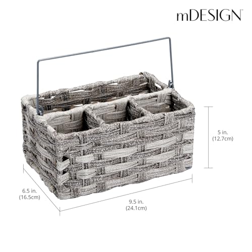 Mdesignplasticwovendividedcutlerystorageorganizercaddytotebasketholderforkitchentablecabinetpantryholdssilverwareforksknivesspoonsnapkinsandotherutensilsgray Urban Country Home Decor Mdesign plastic woven divided cutlery storage organizer caddy tote basket holder for kitchen table cabinet pantry holds silverware forks knives spoons napkins and other utensils gray urban country home decor