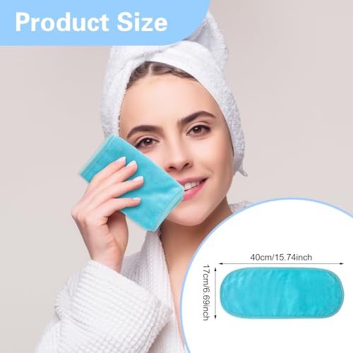Amabro Makeup Remover Cloth, 4pcs Reusable Face Wash Cloths Washable Make up Facial Remover Pads Ultra Soft Microfiber Cleansing Towels, 15.7 x 6.69 in(Narcissus green, Blue, Pink, Dark purple) - Image 7