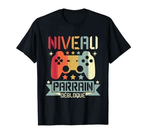 Homme Niveau Parrain Débloque Gamer Annonce Grossesse Cadeau T-Shirt