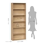 FOTOSOK 6-Tier Open Bookcase and Bookshelf, Freestanding Display Storage Shelves Tall Bookshelf Bookcase for Bedroom, Living Room and Office, Light Oak - Image 3