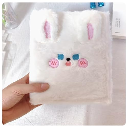 シール帳A6バインダー ふわふわ可愛い動物デザイン 女の子向け 6穴リング式 内ページ10/20/30枚選択可能 シール収納アルバム 大容量/コレクション用 (子ウサギ,10枚内紙+仕切り2枚)