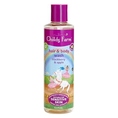 Childs Farm, Kids Hair & Body Wash for Dry, Sensitive Skin, Blackberry & Organic Apple, Gently Cleanses, Vegan, Cruelty-Free, 8.4 Fl Oz Cover