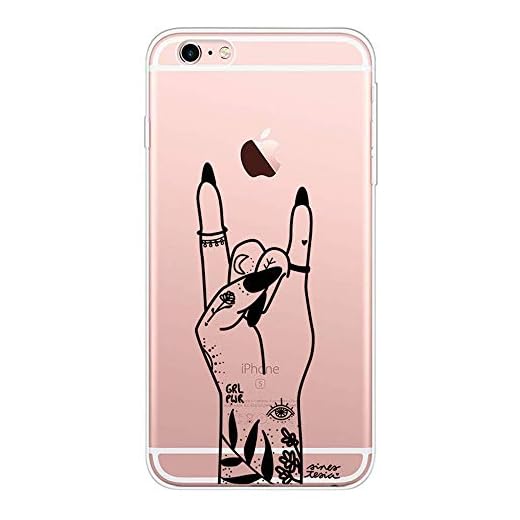 Everainy kompatibel för iPhone 6/iPhone 6s skal silikon genomskinligt gummi fodral stötfångare fodral mobilskal stöttålig transparent stötstång skyddsfodral (flicka flicka flicka, Kärlek